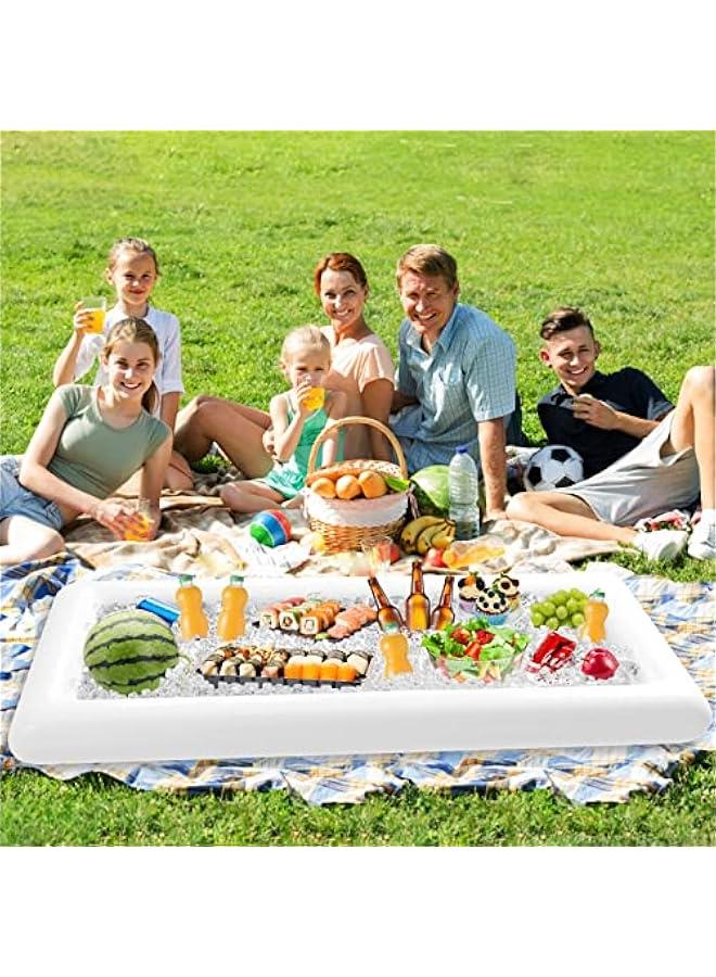 Inflatable Serving Bars Ice Buffet Salad Serving Trays Food Drink Holder Cooler Containers Indoor Outdoor BBQ Picnic Pool Party Supplies Luau Cooler w Drain Plug - Image 3